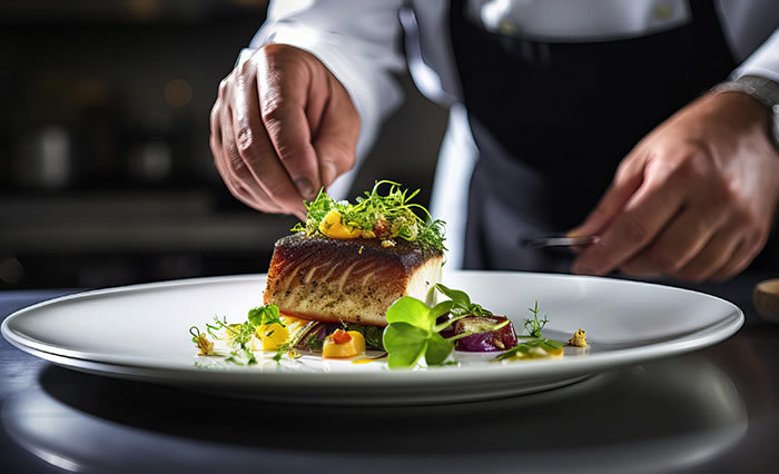 Chef prepping food